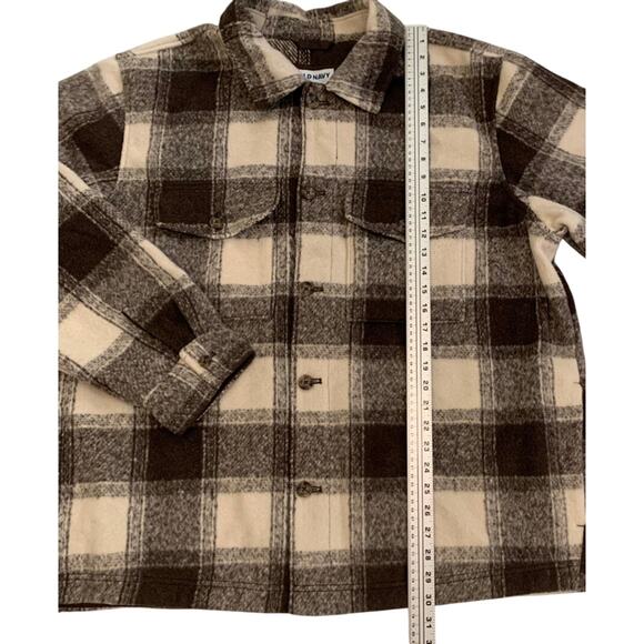 Old Navy Mens Brown Plaid Shacket Size XXL Full Button Front 4 Pocket Wool - Picture 8 of 16